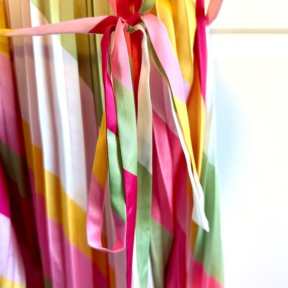 NWT Ramy Brook “Chloe” halter chain mini dress in pink punch stripes Size L - Picture 6 of 16